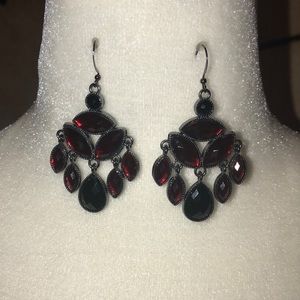 Ruby and Garnet Colored Chandelier Earrings